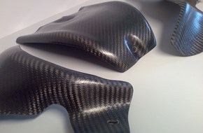 carbon thermoplastic complex parts close up