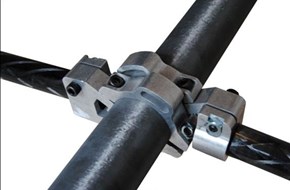 carbon fiber robot gripper with standard aluminum fittings (close up)